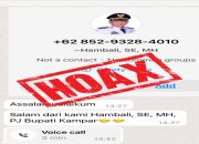 Hoax, Kembali Beredar Nomor Atasnamakan Pj Bupati Hambali