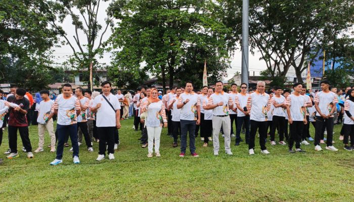 Upacara Peringati HAORNAS Ke 42 Tahun 2025 di Lapangan Pelajar Bangkinang, Ini Kata Ketua Pengkab PBSI Kampar